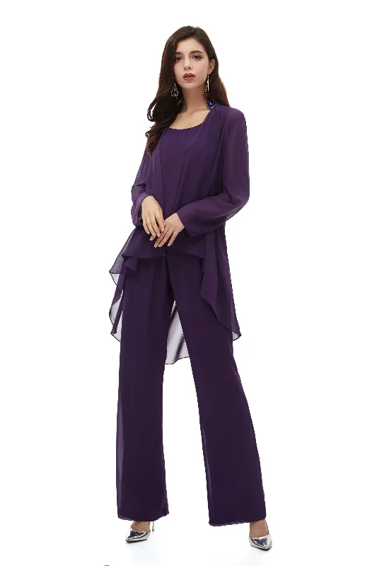 Mother of The Bride Dresses Pants Suit Long Sleeves with Jacket Outfit Front Pockets Side Pockets Patch Pockets Mother of The Bride Dresses Pants Suit Long Sleeves with Jacket Outfit Front Pockets Side Pockets Patch Pockets