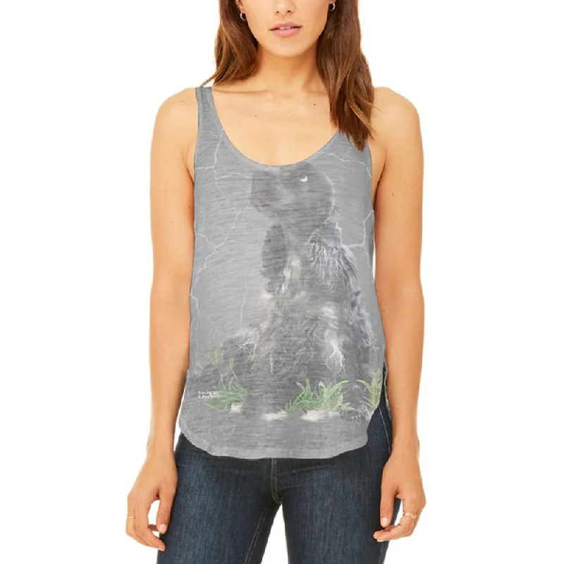 English Cocker Spaniel Live Forever Juniors Flowy Side Slit Tank Top silver tank top