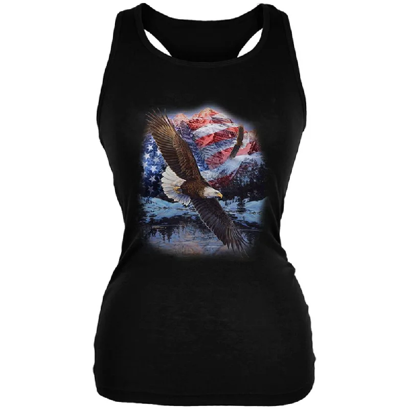 4th of July American Flag Bald Eagle Juniors Soft Tank Top cropped tank top