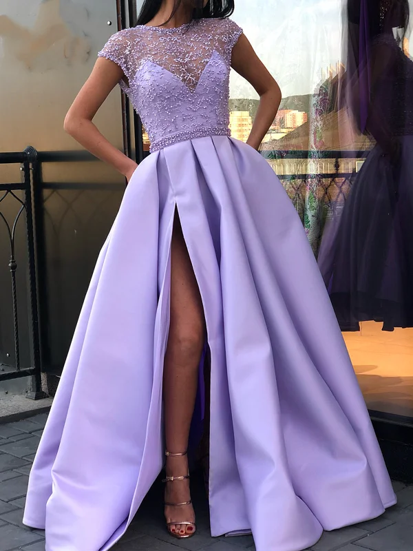 Round Neck Cap Sleeves Purple Lace Prom Dresses Long, Cap Sleeves Purple Long Lace Formal Graduation Evening Dresses Round Neck Cap Sleeves Purple Lace Prom Dresses Long, Cap Sleeves Purple Long Lace Formal Graduation Evening Dresses