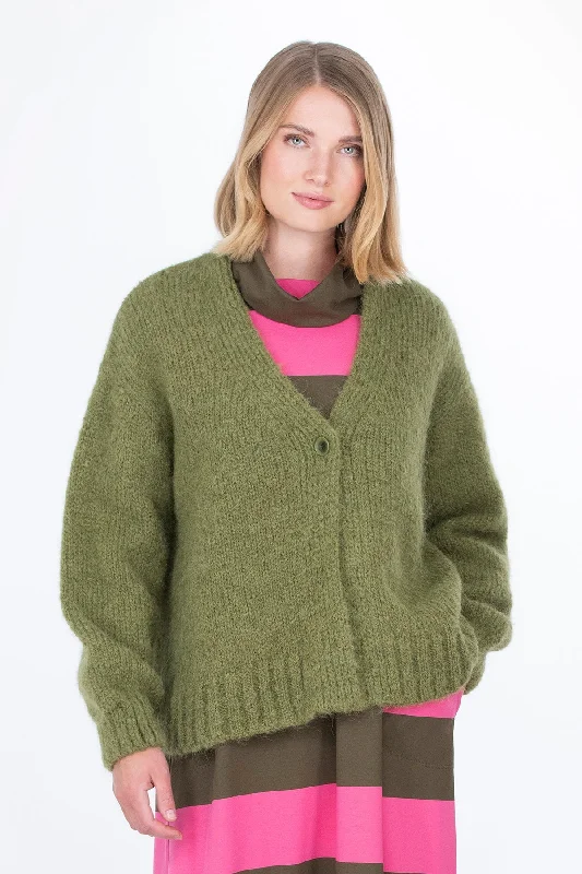 Talvi Cardigan Green Wool Fabric Cashmere Fabric Tweed Fabric
