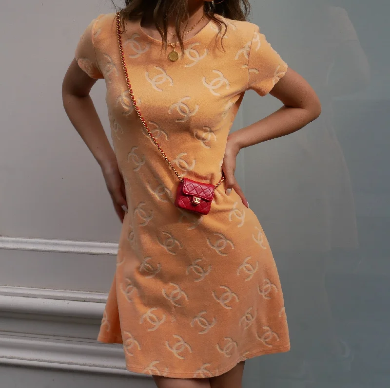 CHANEL 1996 Orange Velvet Dress