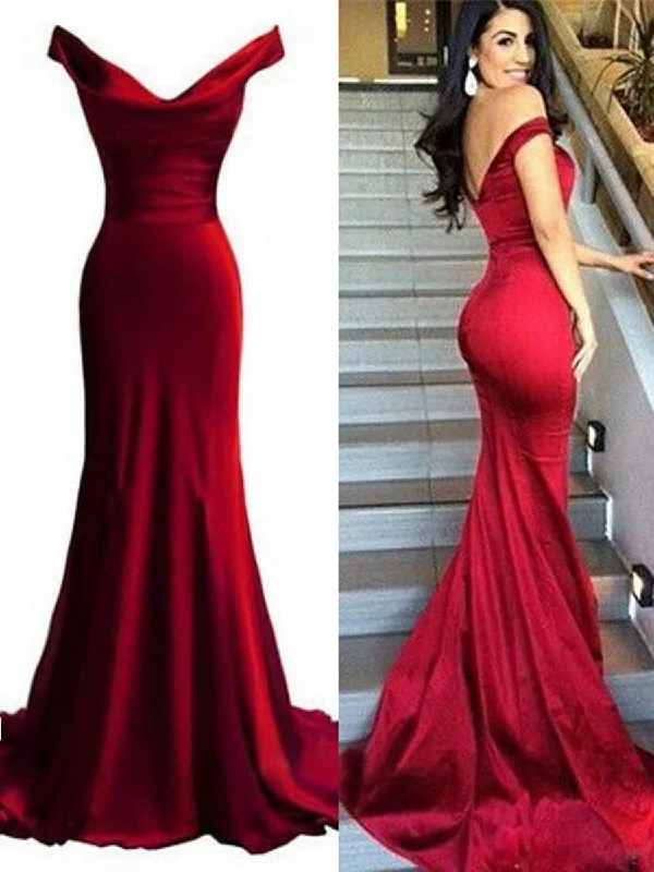 Off Shoulder Mermaid Burgundy Prom Dress, Burgundy Mermaid Formal Dress, Evening Dress Off Shoulder Mermaid Burgundy Prom Dress, Burgundy Mermaid Formal Dress, Evening Dress