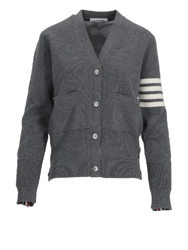 MILANO CLASSIC V NECK CARDIGAN W/ 4 BAR STRIPE IN FINE MERINO WOOL Stretchy Elastic Breathable MILANO CLASSIC V NECK CARDIGAN W/ 4 BAR STRIPE IN FINE MERINO WOOL Stretchy Elastic Breathable