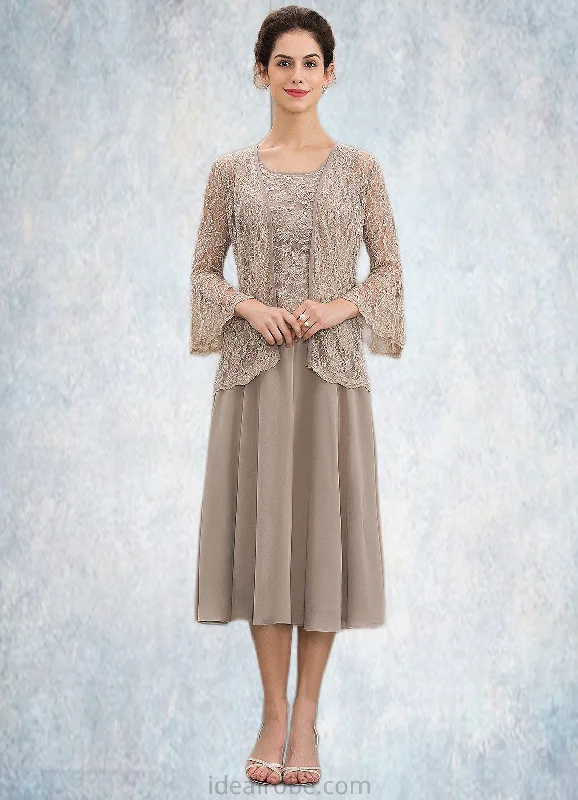 Rylee A-Line Scoop Neck Tea-Length Chiffon Lace Mother of the Bride Dress With Sequins STK126P0014816 Rylee A-Line Scoop Neck Tea-Length Chiffon Lace Mother of the Bride Dress With Sequins STK126P0014816
