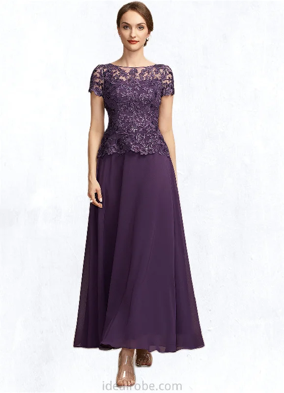 Nevaeh A-Line Scoop Neck Ankle-Length Chiffon Lace Mother of the Bride Dress With Sequins STK126P0014769 Nevaeh A-Line Scoop Neck Ankle-Length Chiffon Lace Mother of the Bride Dress With Sequins STK126P0014769