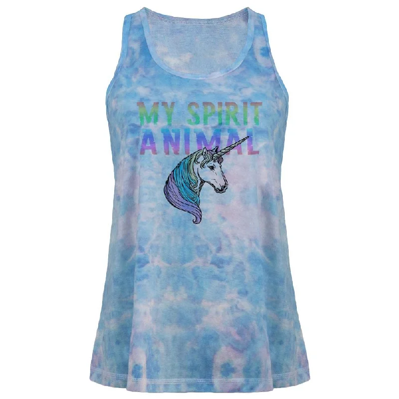 My Spirit Animal Unicorn Juniors Tie Dye Tank Top ivory tank top