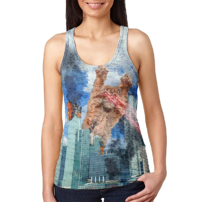 Giant Cat Laser Rampage and Destroy Juniors Burnout Racerback Tank Top fitted tank top Giant Cat Laser Rampage and Destroy Juniors Burnout Racerback Tank Top fitted tank top