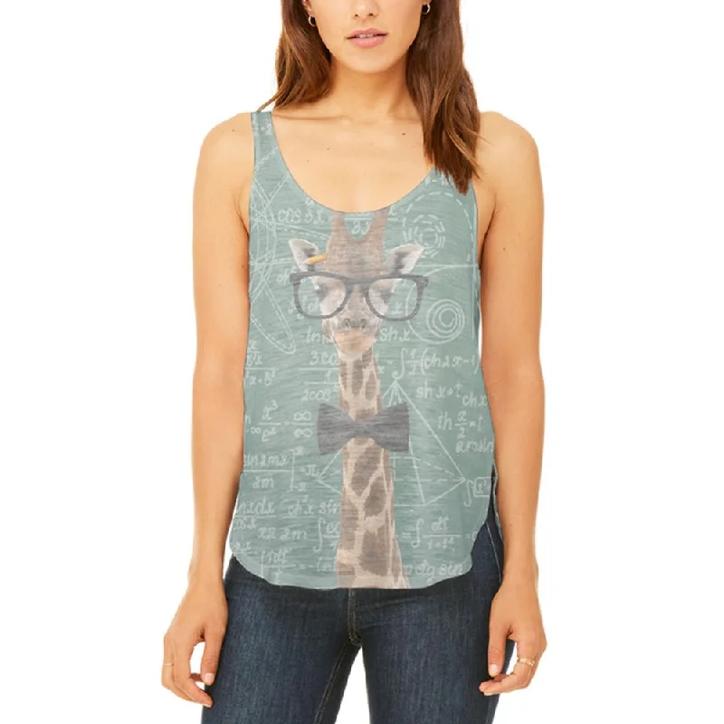 Giraffe Geek Math Formulas Juniors Flowy Side Slit Tank Top comfortable tank top