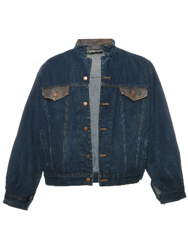 Indigo Denim Jacket - L V-Neck Jacket Boat Neck Jacket Square Neck Jacket