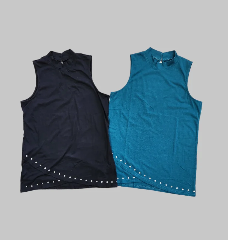 PANHANDLE TULIP HEM MOCK NECK TANK white tank top