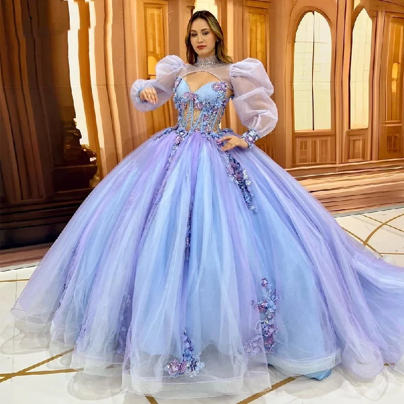 Luxury Light Blue and Lilac Quinceanera Dress With Jacket Beading Flower Formal Party Princess Vestidos De 15 Anos Jacket Blazer Coat Luxury Light Blue and Lilac Quinceanera Dress With Jacket Beading Flower Formal Party Princess Vestidos De 15 Anos Jacket Blazer Coat