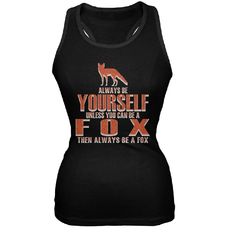 Always Be Yourself Fox Black Juniors Soft Tank Top flirty tank top