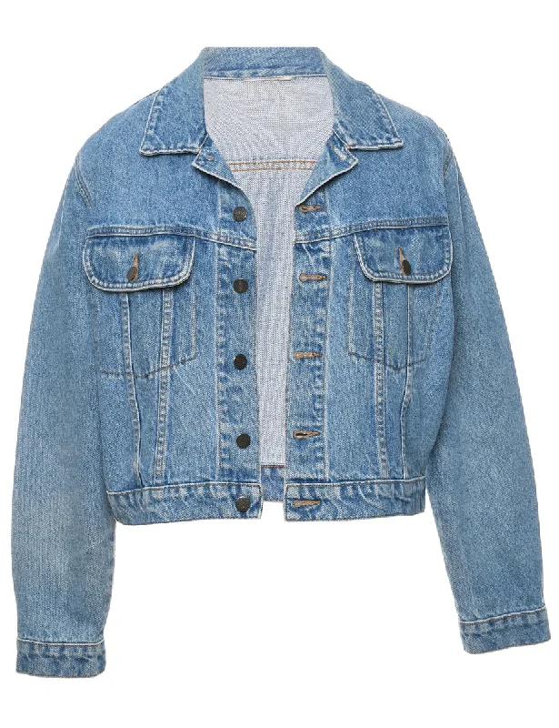 Light Wash Denim Jacket - L Fleece Fabric Down Fabric Feather Fabric