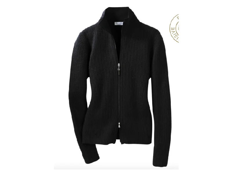Brunello Cucinelli Mikaela Black Cashmere Cardigan Print Jacquard Patchwork