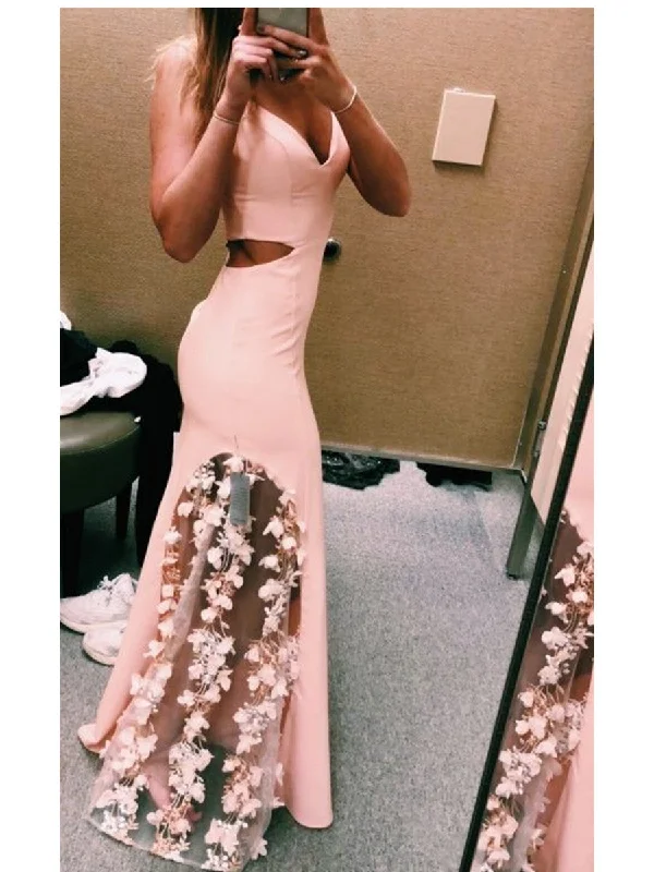 Custom Made Pink Mermaid Prom Dress with Flower, Pink Flower Formal Dresses, Graduation Dresses Custom Made Pink Mermaid Prom Dress with Flower, Pink Flower Formal Dresses, Graduation Dresses
