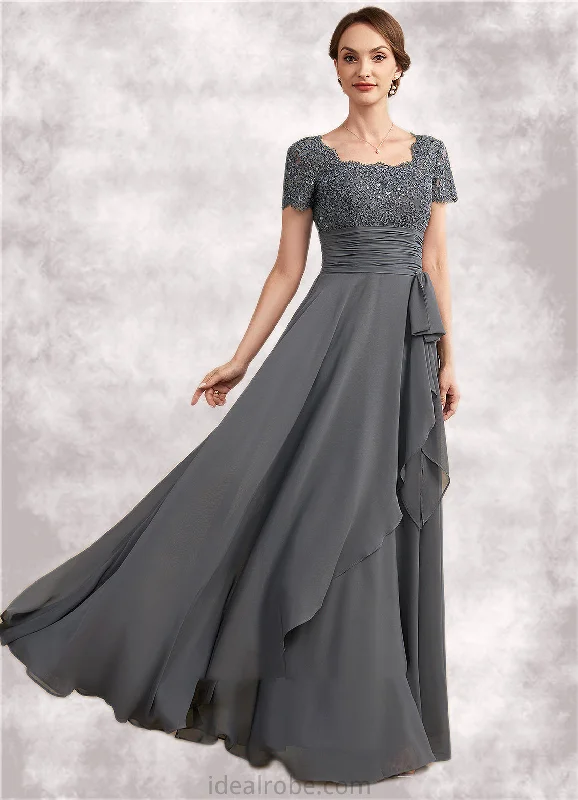 Maya A-Line Square Neckline Floor-Length Chiffon Lace Mother of the Bride Dress With Ruffle Sequins STK126P0014770 Maya A-Line Square Neckline Floor-Length Chiffon Lace Mother of the Bride Dress With Ruffle Sequins STK126P0014770