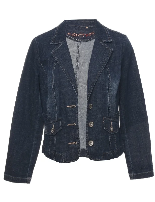 Indigo Denim Jacket - L One-Shoulder Jacket Off-the-Shoulder Jacket Asymmetrical Jacket Indigo Denim Jacket - L One-Shoulder Jacket Off-the-Shoulder Jacket Asymmetrical Jacket