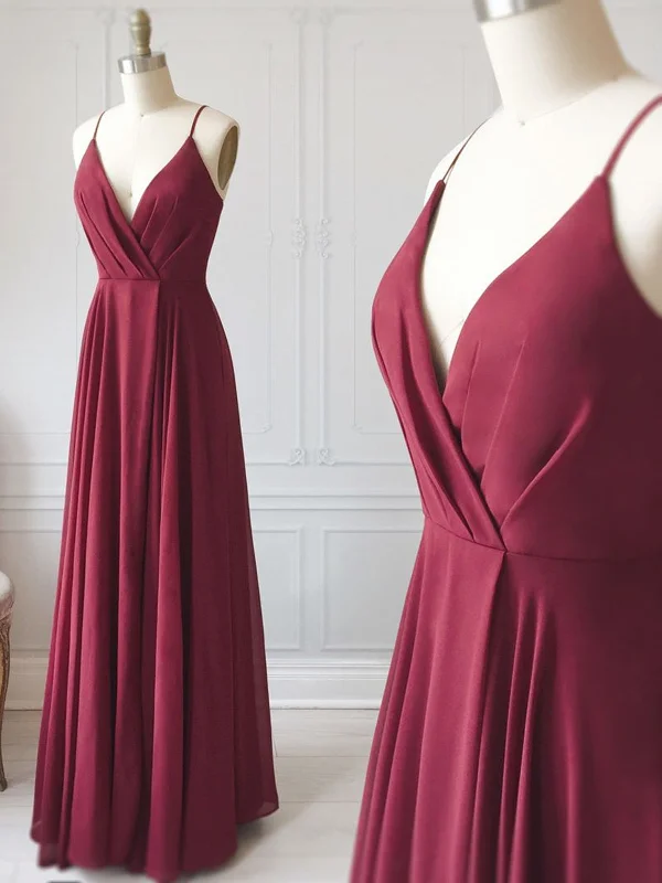 A Line V Neck Burgundy Prom Dresses, Floor Length Burgundy Formal Evening Graduation Dresses A Line V Neck Burgundy Prom Dresses, Floor Length Burgundy Formal Evening Graduation Dresses