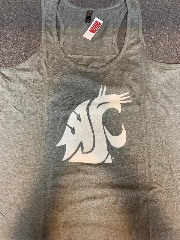 Ladies Grey And White WSU Crew Cut Tank cutout tank top