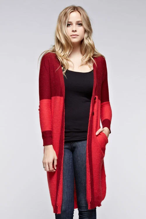 Ladies Long Cardigan Striped Floral Plaid