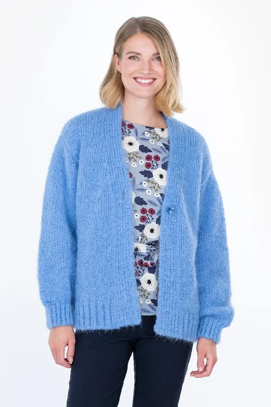 Talvi Cardigan Blue Knit Fabric Woven Fabric Fleece Fabric