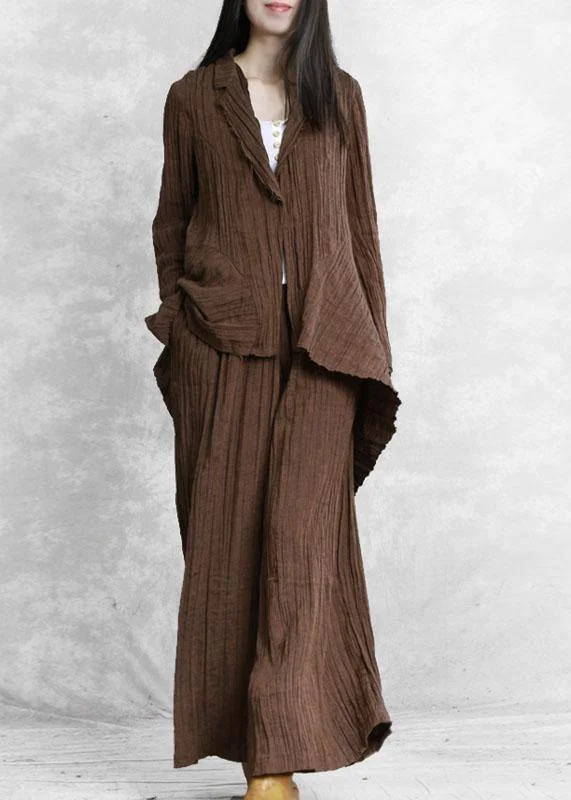 Original brand pleated chocolate suit irregular one-button jacket new two-piece suit Boat Neck Shawl Collar Notched Collar Original brand pleated chocolate suit irregular one-button jacket new two-piece suit Boat Neck Shawl Collar Notched Collar