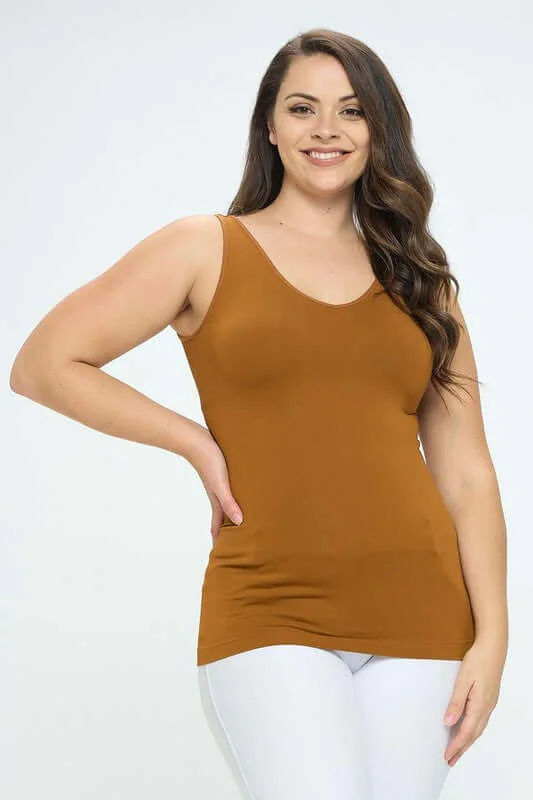 Reversible Seamless Tank in Caramel - Curvy casual tank top
