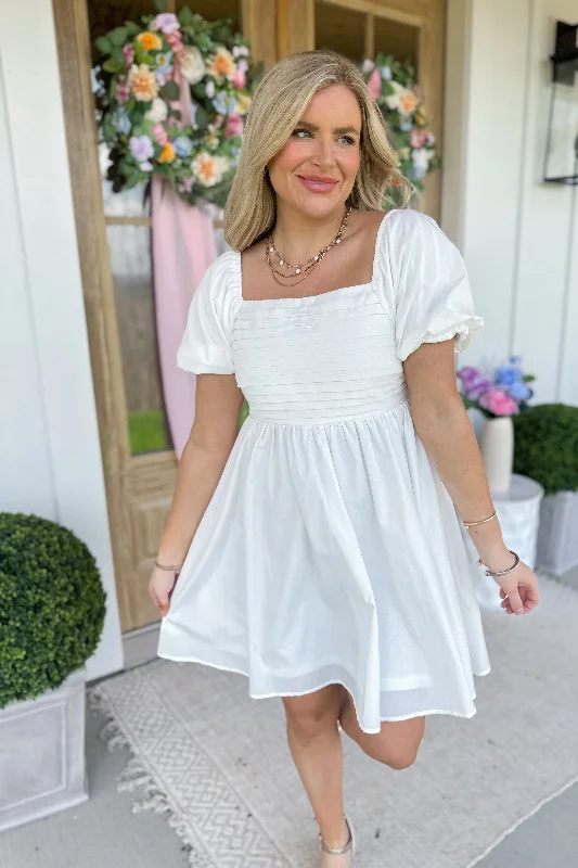 Wyatt Short Bubble Sleeve Square Neck Dress *FINAL SALE*