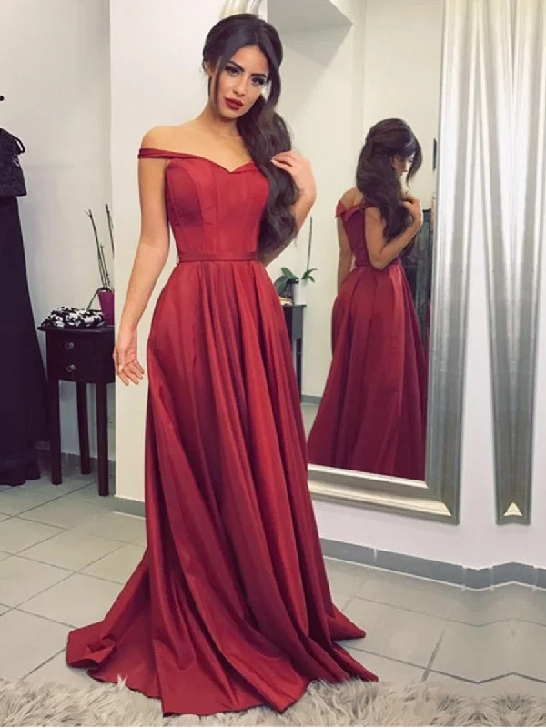 Custom Made A Line Off Shoulder Burgundy Prom Dresses, Off Shoulder Burgundy Formal Dresses Custom Made A Line Off Shoulder Burgundy Prom Dresses, Off Shoulder Burgundy Formal Dresses