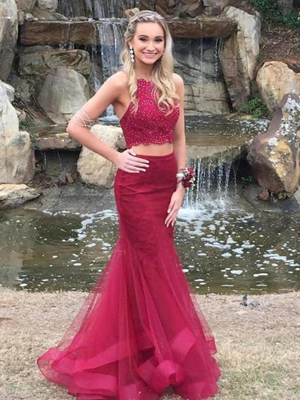 Burgundy 2 Pieces Lace Mermaid Prom Dresses, Burgundy 2 Pieces Lace Formal Dresses, Mermaid Graduation Evening Dresses Burgundy 2 Pieces Lace Mermaid Prom Dresses, Burgundy 2 Pieces Lace Formal Dresses, Mermaid Graduation Evening Dresses