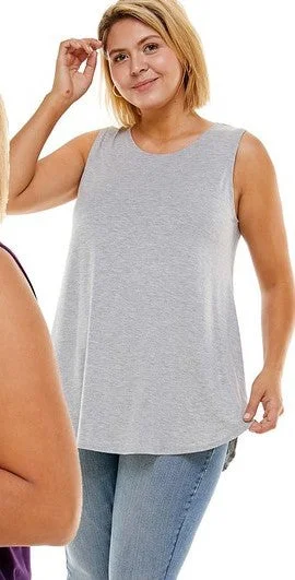 The Allie Tank in Heather Grey - Curvy lightweight tank top