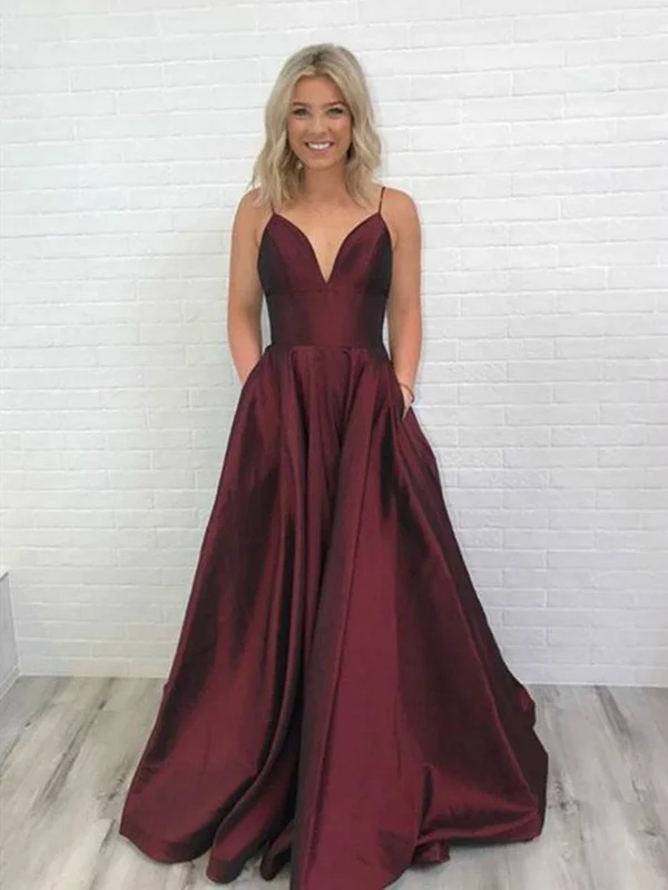 A Line V Neck Burgundy Prom Dresses, Burgundy V Neck Formal Graduation Evening Dresses A Line V Neck Burgundy Prom Dresses, Burgundy V Neck Formal Graduation Evening Dresses