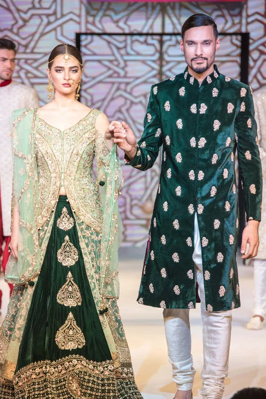 Mint & Emerald Jacket Lehenga and Sherwani Zippered Front Buttoned Front Snap Front