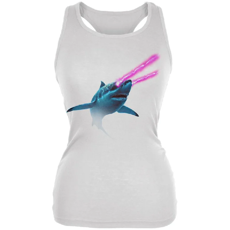 Galaxy Shark Great White Laser Beams Juniors Soft Tank Top slim fit tank