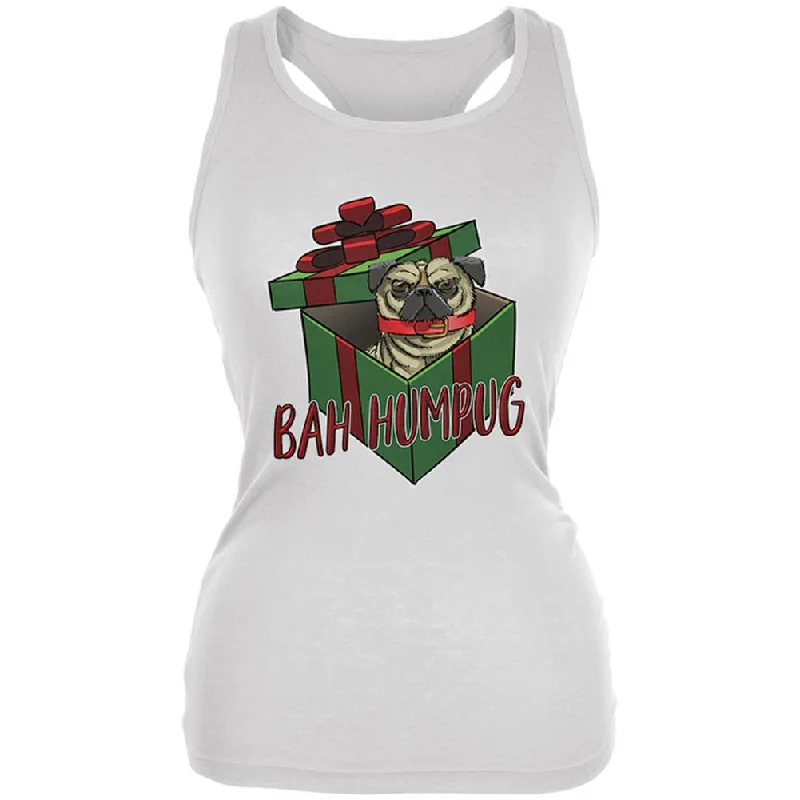 Christmas Bah Humpug Grumpy Scrooge Pug Gift Juniors Soft Tank Top ribbed tank top