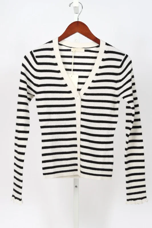 Aeris Cardigan - Noir Stripe Crew Neck V-Neck Turtle Neck