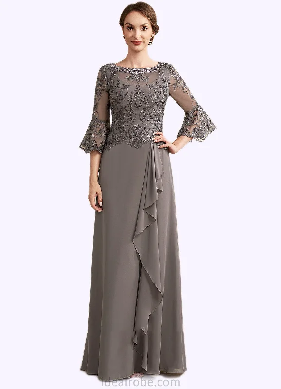 Carissa A-Line Scoop Neck Floor-Length Chiffon Lace Mother of the Bride Dress With Beading Cascading Ruffles STK126P0014797 Carissa A-Line Scoop Neck Floor-Length Chiffon Lace Mother of the Bride Dress With Beading Cascading Ruffles STK126P0014797