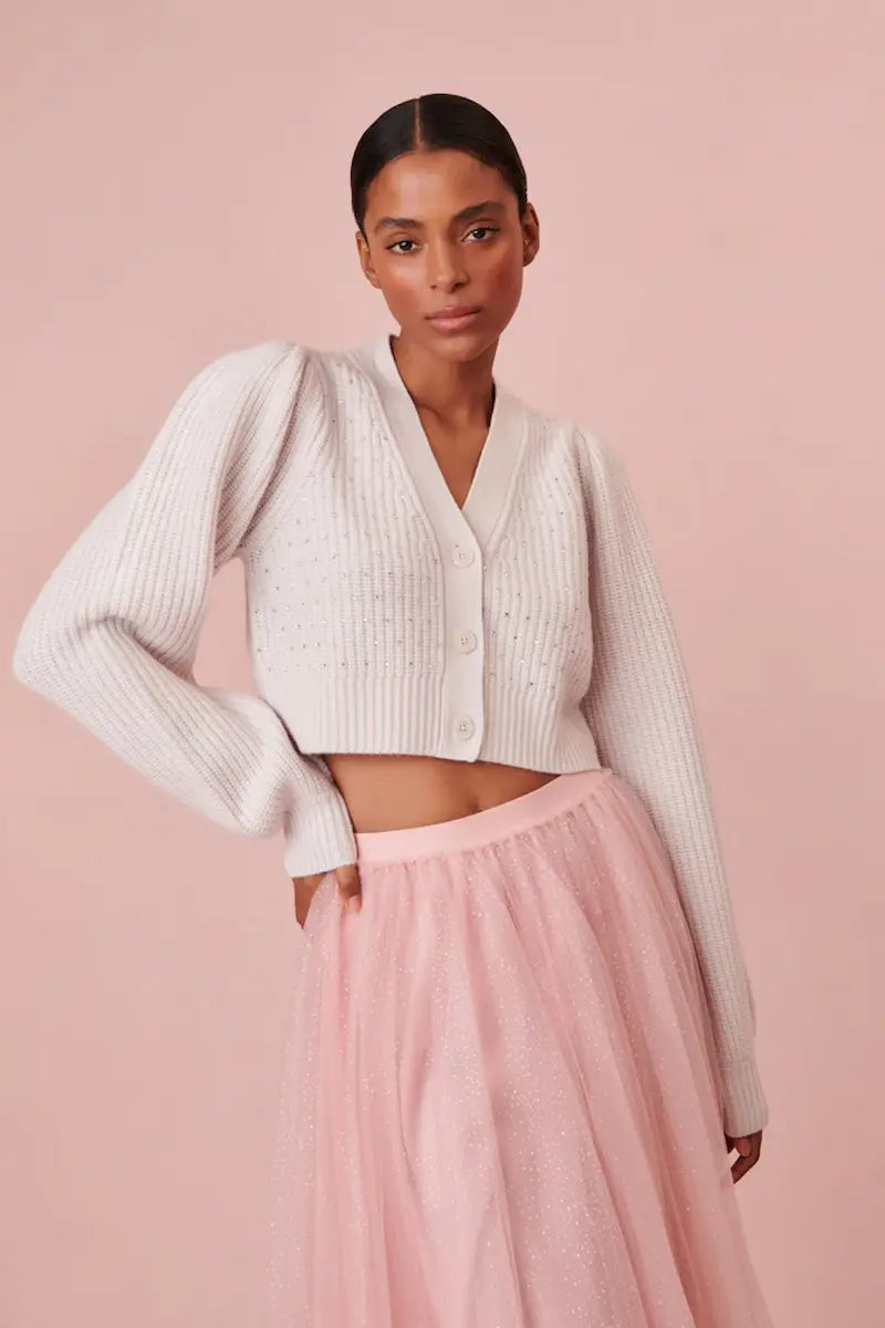 LoveShackFancy Auden Cardigan Welt Pockets Slit Pockets Flap Pockets
