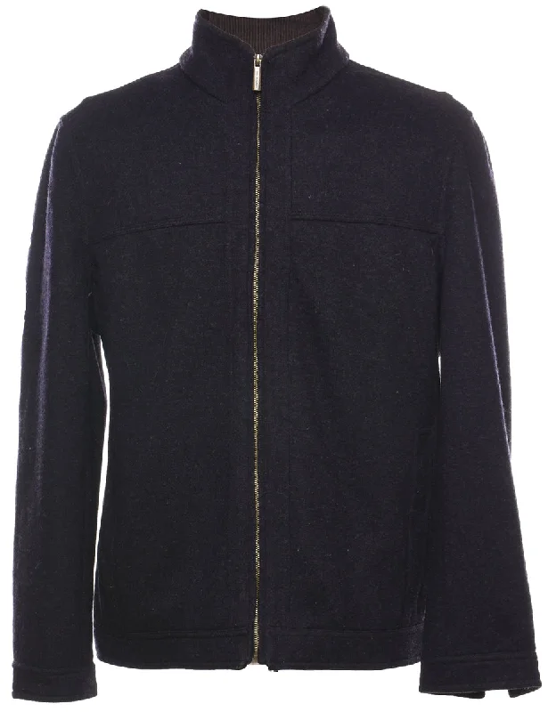 London Fog Navy Zip-Front Jacket - L Hoodie Zip-Up Jacket Button-Up Jacket