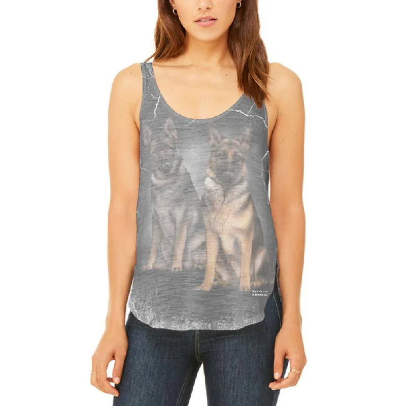 German Shepherds Live Forever Juniors Flowy Side Slit Tank Top rhinestone tank top