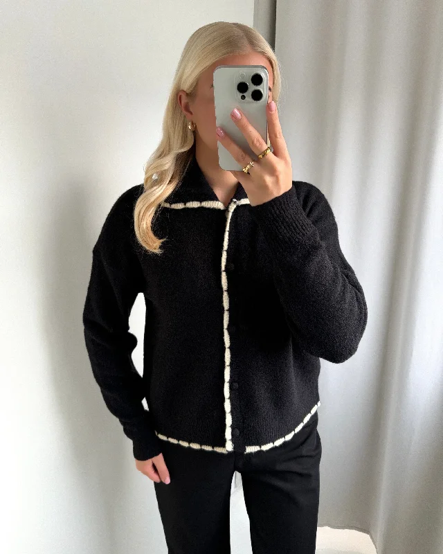 Vero Moda cardigan loulou black/w. birch Patchwork Embroidered Appliqued
