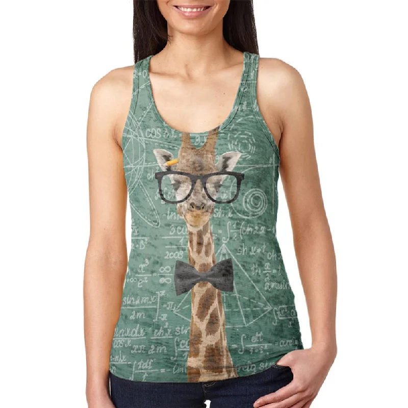 Giraffe Geek Math Formulas Juniors Burnout Racerback Tank Top flexible tank top