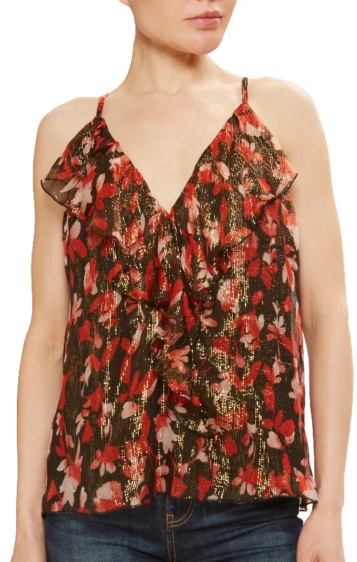 Rosemarie Ruffle Tank Top Ruby Twilight - Ramy Brook strappy tank top