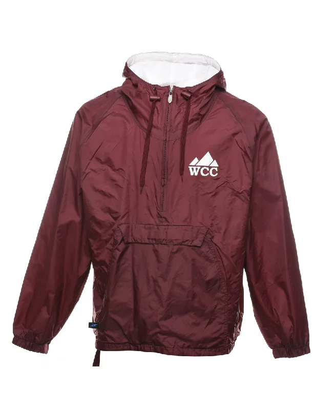 Maroon WCC Nylon Jacket - L Welt Pockets Slit Pockets Flap Pockets