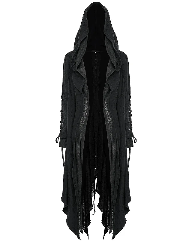Punk Rave Womens Apocalyptic Gothic Hooded Cloak Waterfall Cardigan - Extended Size Range Chenille Brocade Lace Punk Rave Womens Apocalyptic Gothic Hooded Cloak Waterfall Cardigan - Extended Size Range Chenille Brocade Lace
