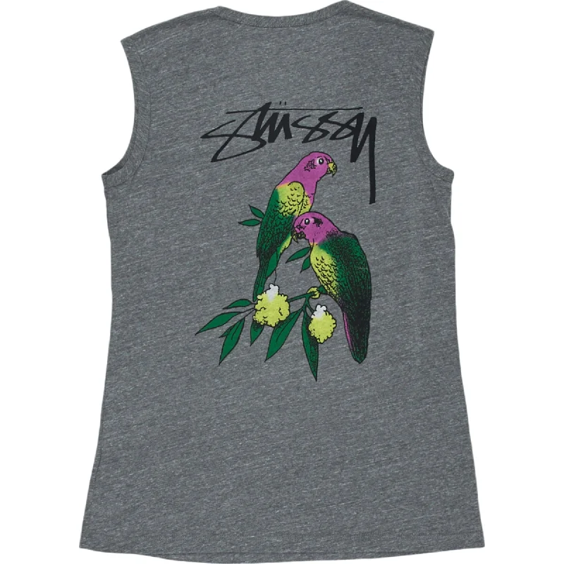Stussy Grey Parrot Graphic Tank Top ribbed tank top