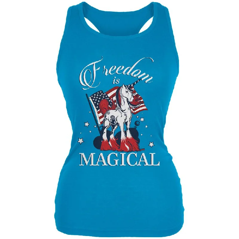 4th Of July Freedom Is Magical Unicorn Juniors Soft Tank Top strapless tank top