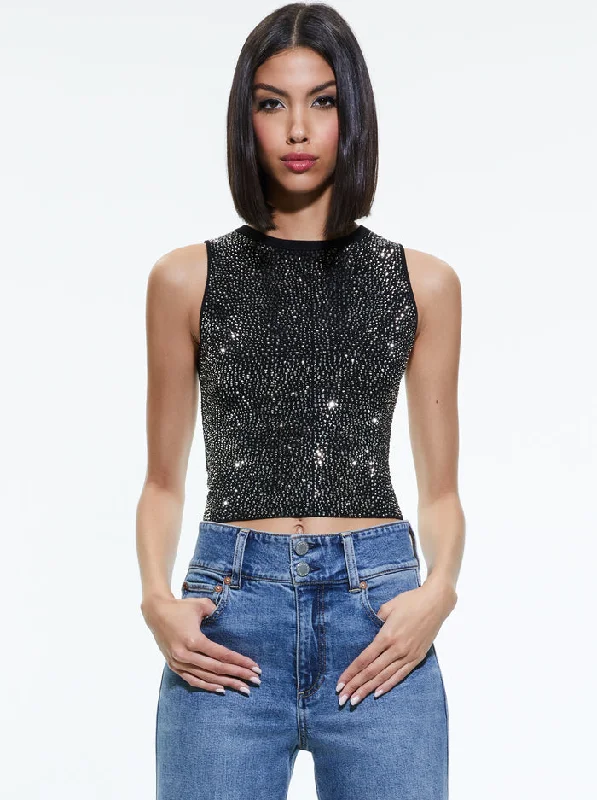 Darina Embellished Cropped Tank - Alice + Olivia glitter tank top
