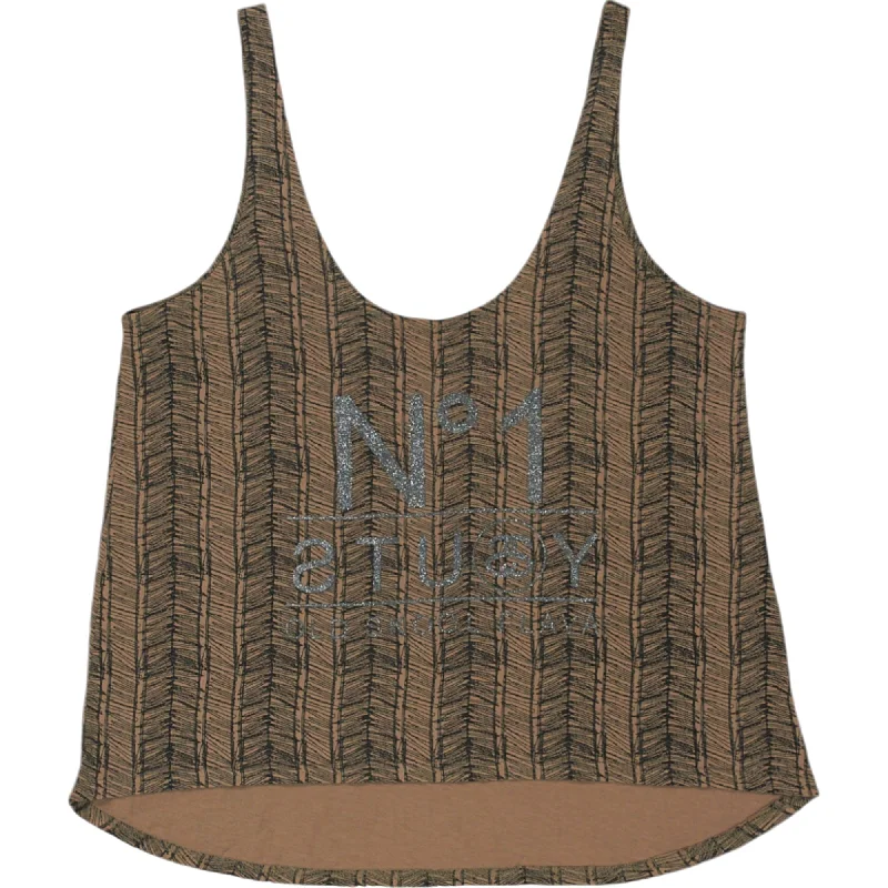 Stussy Brown Patterned Tank Top modal blend tank
